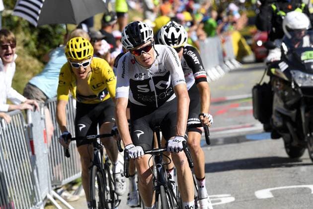 ALPE D HUEZ, FRANCE - JULY 19 : FROOME Chris (GBR) of Team SKY during stage 12 of the 105th edition of the 2018 Tour de France cycling race, a stage of 175.5 kms between Bourg-Saint-Maurice Les Arcs and Alpe D huez on July 19, 2018 in Alpe D huez, France, 19 07 2018 CYCLISME : Tour de France - Etape 12 - Bourg Saint Maurice Alpe D Huez - 19 07 2018 PhotoNews Panoramic  AI