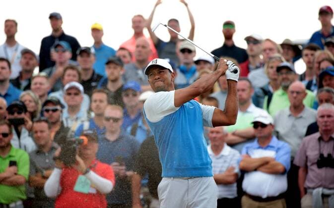 America s Tiger Woods tees off on the first day of the 2018 Open Golf championships in Carnoustie, Scotland on July 19, 2018.  LON2018071901 HUGOxPHILPOTT