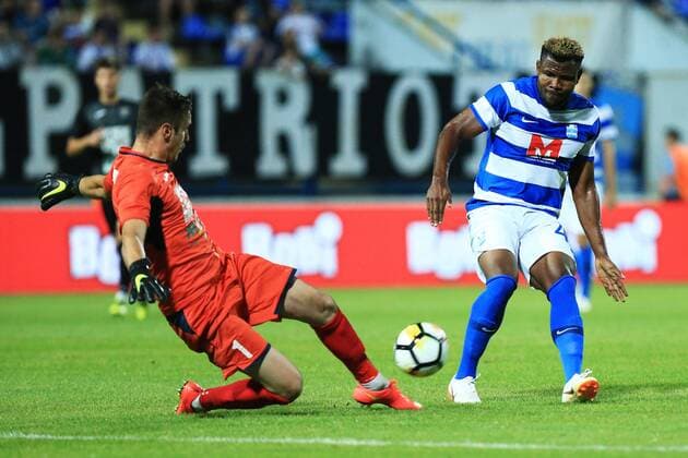 First qualification round for UEFA Europa League, Osijek - Petrocub 19.07.2018., stadium Gradski vrt, Osijek, Croatia - First qualification round for UEFA Europa League, 2nd leg, NK Osijek - CS Petrocub. Dumitru Celeadnic, Ezekiel Isoken Henty  DavorxJavorovic PIXSELL