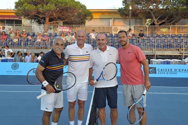 Mansour Bahrami - Guy Forget - Alain Boghossian - Michael Lliodra CELEBRITES : Classic Tennis Tour 2018 - Saint Tropez - 19 07 2018 NorbertScanella Panoramic 