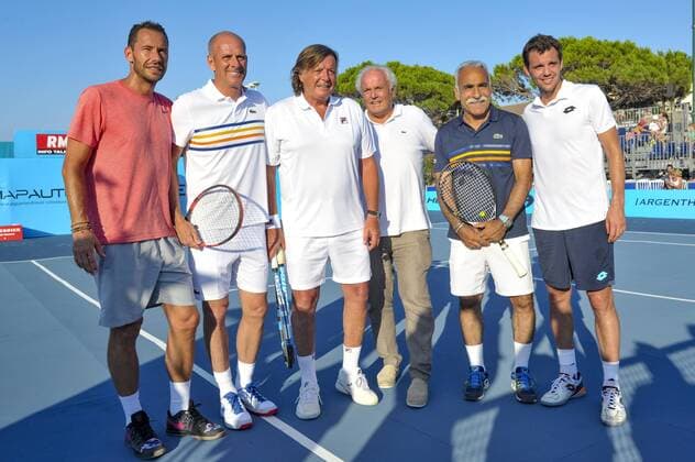 Michael Llodra - Guy Forget - Adriano Panatta - Christian Bimes (ex president de la Federation Francaise de Tennis) - Mansour Bahrami - Paul Henri Mathieu CELEBRITES : Classic Tennis Tour 2018 - Saint Tropez - 19 07 2018 NorbertScanella Panoramic 