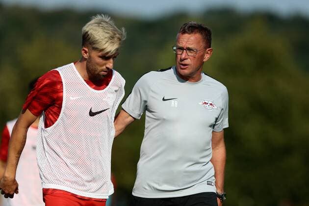 20 07 2018 xtgx Football Test match FC Grimma RB Leipzig emspor by Kevin Kampl Leipzig 44 Ralf Rangnick Leipzig Coach Grimma