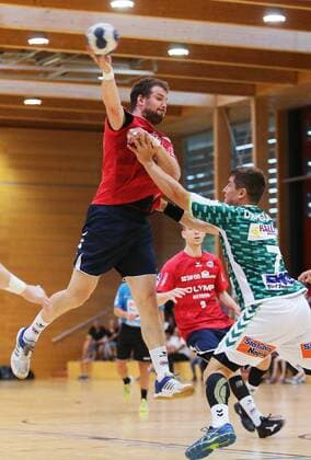 BAU 20 7 2018 Leinfelden Echterdingen Handball FRISCH AUF Göppingen vs. SG BBM Bietigheim v 1 Robin Haller BBM Dominik Claus Göppingen