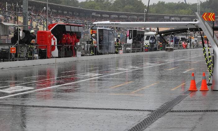 Pitlane formula 1 GP Germany at Hockenheim 21 07 2018 Photo mspb Thomas Melzer Pitlane at rain formula 1 GP Germany 2018