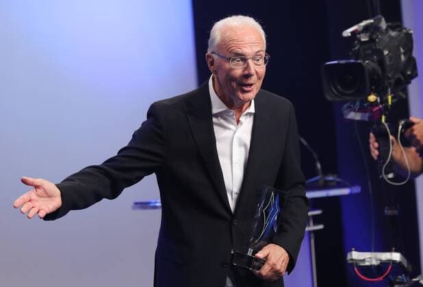 Franz Beckenbauer is awarded Sportsman of the Year by Franz Beckenbauer Franz Beckenbauer is awarded Sportsman of the Century Franz Beckenbauer wins the Bavarian Sports Award Münchdn Bayern Germany BMW Welt