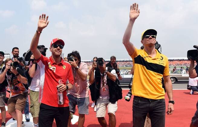 22 07 2018 xpsx Formula 1 FIA Grand Prix of Germany race 2018 emspor v l Driver parade Sebastian Vettel Ferrari Scuderia Ferrari Nico Hulkenberg Renault Hockenheim