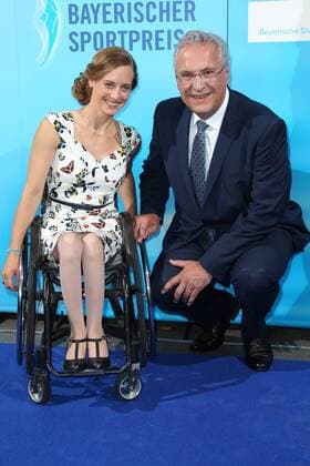 Joachim Herrmann and Anna Schaffelhuber Bavarian Sports Award 2018 in the BMW World in Munich on 21 07 2018