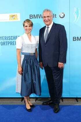 Magdalena Neuner and Joachim Herrmann Bavarian Sports Award 2018 in the BMW Welt in Munich on 21 07 2018
