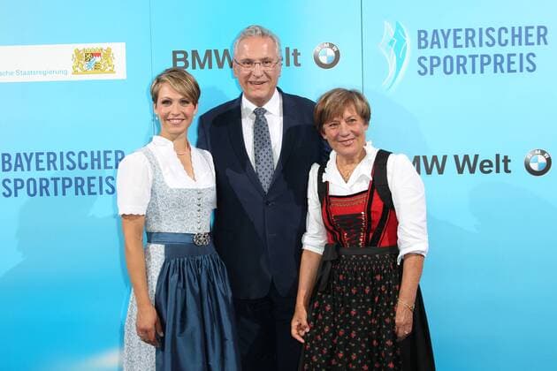Magdalena Neuner Joachim Herrmann Rosi Mittermaier Bavarian Sports Award 2018 in the BMW World in Munich on 21 07 2018