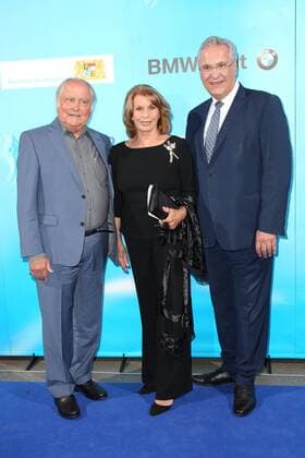 Senta Berger with husband Michael Verhoeven and Joachim Herrmann Bavarian Sports Award 2018 in the BMW Welt in Munich on 21 07 2018