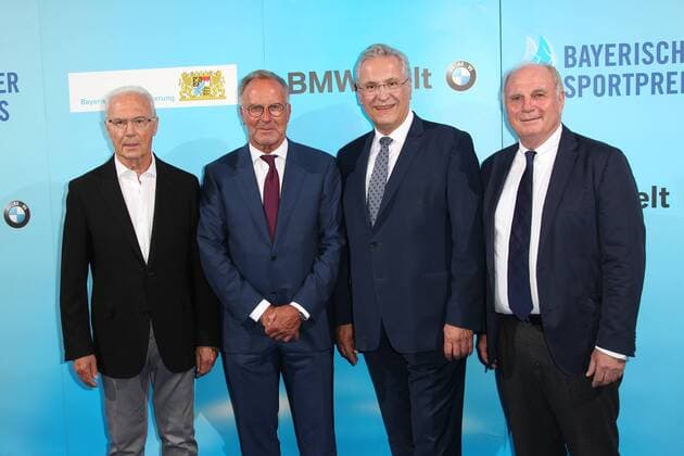 Franz Beckenbauer Karl Heinz Rummenigge Joachim Herrmann Uli Hoeneß Bavarian Sports Award 2018 in the BMW World in Munich on 21 07 2018