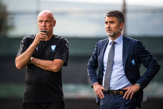i180723 head coach Uwe Rösler and CEO Niclas Carlnen of Malmö FF during a practice ahead the UEFA Champions League qualifying match between Cluj and Malmö FF on July 23, 2018 in Cluj Photo Ludvig Thunman BILDBYRAN code LT 35508  Copyright: LUDVIGxTHUNMAN BB180723LT059