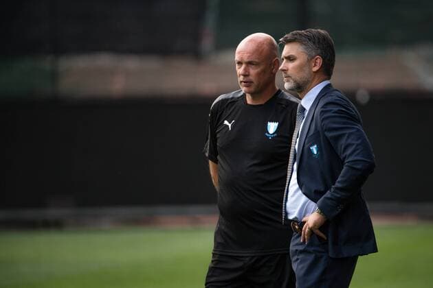 i180723 head coach Uwe Rösler and CEO Niclas Carlnen of Malmö FF during a practice ahead the UEFA Champions League qualifying match between Cluj and Malmö FF on July 23, 2018 in Cluj Photo Ludvig Thunman BILDBYR N code LT 35508  Copyright: LUDVIGxTHUNMAN BB180723LT067