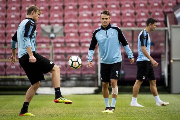 180723 Hugo Andersson and Andreas Vindheim of Malmö FF during a press conference and practice ahead the UEFA Champions League qualifying match between Cluj and Malmö FF on July 23, 2018 in Cluj Photo Ludvig Thunman BILDBYR N code LT 35508  Copyright: LUDVIGxTHUNMAN BB180723LT089