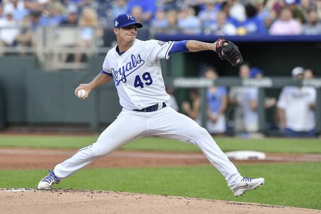 July 23, 2018 - Kansas City, MO, USA - Kansas City Royals relief pitcher Heath Fillmyer throws in the first inning during Monday s baseball game against the Detroit Tigers on July 23, 2018 at Kauffman Stadium in Kansas City, Mo. Tigers vs Rangers - ZUMAm67_ 20180723_zaf_m67_009 Copyright: xJohnxSleezerx