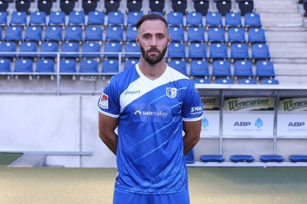 Christopher Handke 1 FC Magdeburg 2 BL PortraÌttermin 2018 2019 Official Photo Session 1 FC Magdeburg at the MDCC Arena in Magdeburg Portrait Portrait Germany Football Mann Maenner GER 23 07 2018