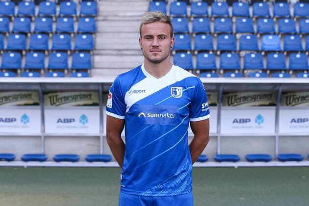 1 FC Magdeburg 2 BL PortraÌttermin 2018 2019 Official Photo Session 1 FC Magdeburg at the MDCC Arena in Magdeburg Portrait Portrait Germany Football Mann Maenner GER 23 07 2018