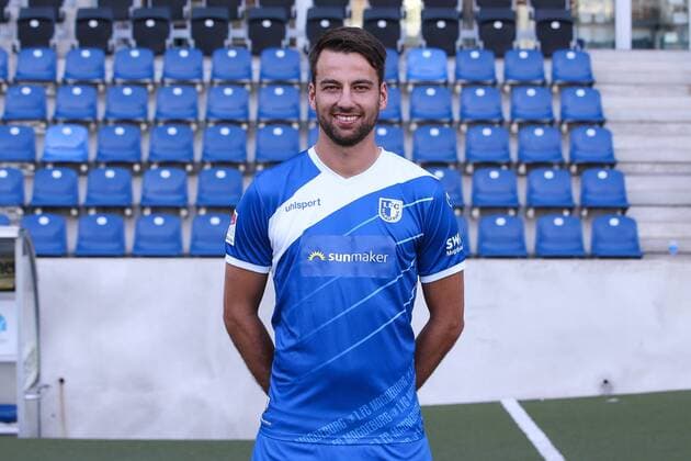 Christian Beck 1 FC Magdeburg 2 BL PortraÌttermin 2018 2019 Official Photo Session 1 FC Magdeburg at the MDCC Arena in Magdeburg Portrait Portrait Germany Football Mann Maenner GER 23 07 2018