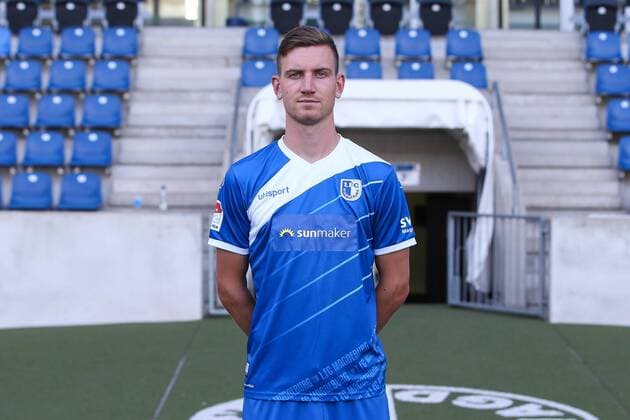 Steffen Schäfer 1 FC Magdeburg 2 BL PortraÌttermin 2018 2019 official photo opportunity 1 FC Magdeburg at the MDCC Arena in Magdeburg Portrait Portrait Germany Football Mann Maenner GER 23 07 2018