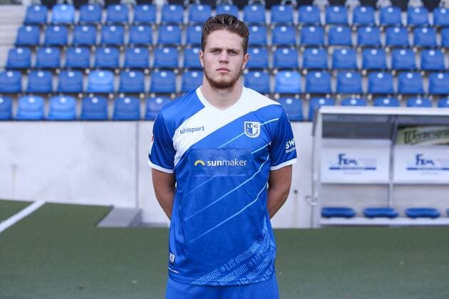 Joel Abu Hanna 1 FC Magdeburg 2 BL PortraÌttermin 2018 2019 official photo opportunity 1 FC Magdeburg at the MDCC Arena in Magdeburg Portrait Portrait Germany Football Mann Maenner GER 23 07 2018
