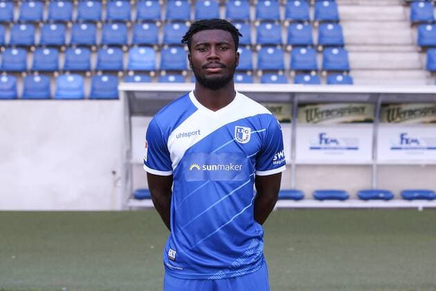 Manfred Osei Kwadwo 1 FC Magdeburg 2 BL PortraÌttermin 2018 2019 official photo opportunity 1 FC Magdeburg at the MDCC Arena in Magdeburg Portrait Portrait Germany Football Mann Maenner GER 23 07 2018