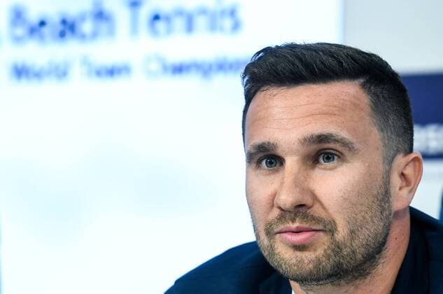 MOSCOW, RUSISA - JULY 24, 2018: Moscow River Cup Director Alexander Ostrovsky looks on at a press conference PK Pressekonferenz by the Russian Tennis Federation on the upcoming international summer tennis events in Moscow. Maxim Grigoryev TASS  TS08A888