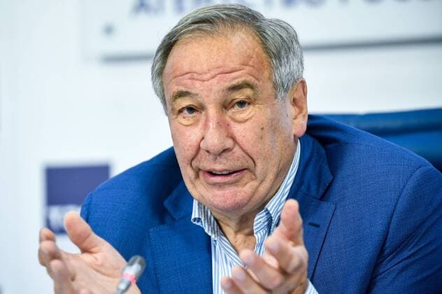 MOSCOW, RUSISA - JULY 24, 2018: Russian Tennis Federation President Shamil Tarpishchev speaks at a press conference PK Pressekonferenz on the upcoming international summer tennis events in Moscow. Maxim Grigoryev TASS  TS08A88C