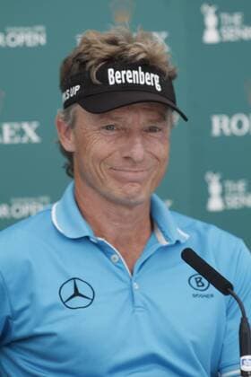 24th July 2018, Old Course at St Andrews, St Andrews, Scotland; The 2018 Senior Open Golf Championships, preview and press conference PK Pressekonferenz Current Senior Open Champion Bernhard Langer (GER) talks to the media ahead of this week s championship  ActionPlus12050178 AlanxMartin