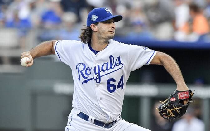 July 24, 2018 - Kansas City, MO, USA - Kansas City Royals starting pitcher Burch Smith throws in the first inning against the Detroit Tigers on Tuesday, July 24, 2018, at Kauffman Stadium in Kansas City, Mo. Detroit at Kansas City - ZUMAm67_ 20180724_zaf_m67_029 Copyright: xJohnxSleezerx
