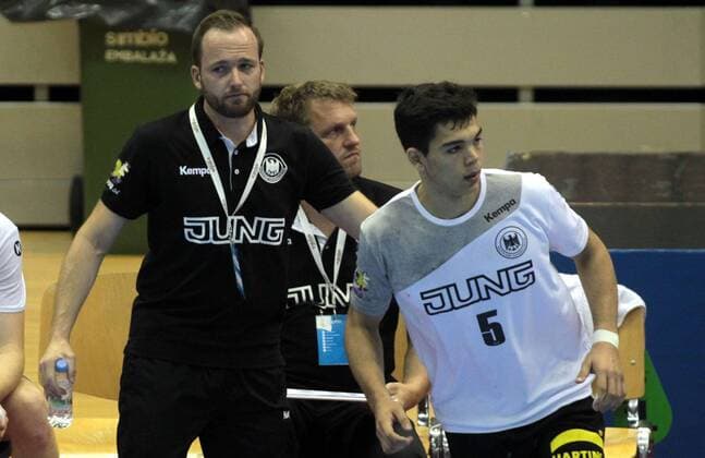 25.07.2018 Celje(Slovenia) Serbia-Germany EHF U20 Under 20 European men s handball championship main round Andre Haber(L)Germany head coach and Tim Matthes(r) : 