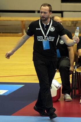 25.07.2018 Celje(Slovenia) Serbia-Germany EHF U20 Under 20 European men s handball championship main round Andre Haber Germany head coach : 