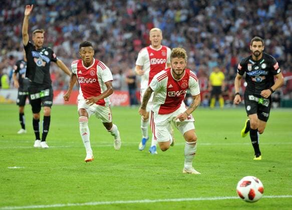 Champions League Ajax Amsterdam vs Sturm Graz Amsterdam The Netherlands 25th July 2018 Champions League Ajax Amsterdam vs Sturm Graz Ajax penalty in the second half. Lasse Schon chases the rebound and scores Ajax s second. 