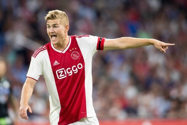 Matthijs de Ligt of Ajax during the UEFA Champions League second round qualifying first leg match between Ajax Amsterdam and Sturm Graz at the Johan Cruijff Arena on July 25, 2018 in Amsterdam, The Netherlands UEFA Champions League 2018 2019 xVIxVIxImagesx xTomxBodexMultimediaxIVx 11586870