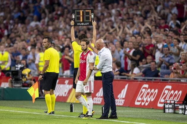 AMSTERDAM, Ajax - Sturm Graz , football, season 2018-2019, Johan Cruijff Arena , 25-07-2018, Johan Cruijff ArenA , UEFA Champions League second qualifying round , 1st leg , Ajax player Daley Blind debuting during the match Ajax - Sturm Graz Ajax - Sturm Graz  x2363706x