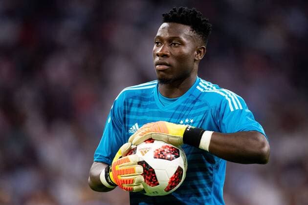 Andre Onana of Ajax during the UEFA Champions League second round qualifying first leg match between Ajax Amsterdam and Sturm Graz at the Johan Cruijff Arena on July 25, 2018 in Amsterdam, The Netherlands UEFA Champions League 2018 2019 xVIxVIxImagesx xTomxBodexMultimediaxIVx 11586902