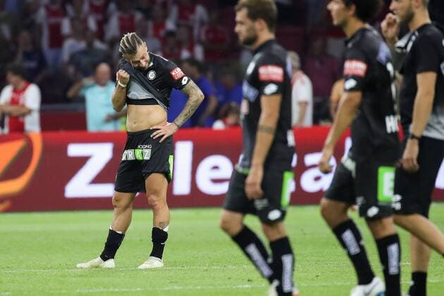 SOCCER - UEFA CL quali, Ajax vs Sturm AMSTERDAM,NETHERLANDS,25.JUL.18 - SOCCER - UEFA Champions League qualification, AFC Ajax Amsterdam vs SK Sturm Graz. Image shows the disappointment of Peter Zulj (Sturm). GEPAxpictures xChristianxWalgram