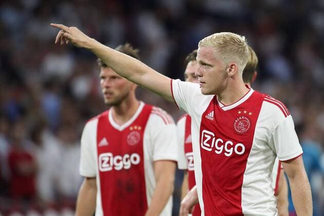 SOCCER - UEFA CL quali, Ajax vs Sturm AMSTERDAM,NETHERLANDS,25.JUL.18 - SOCCER - UEFA Champions League qualification, AFC Ajax Amsterdam vs SK Sturm Graz. Image shows the rejoicing of Donny van de Beek (Ajax). GEPAxpictures xChristianxWalgram