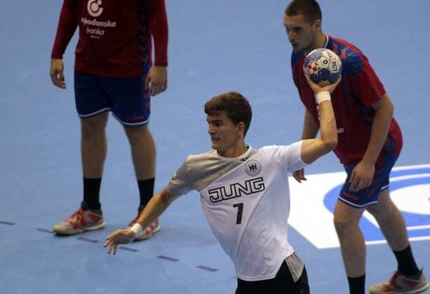 25.07.2018 Celje(Slovenia) Serbia-Germany EHF U20 Under 20 European men s handball championship main round Janik Schrader(C) Germany : 