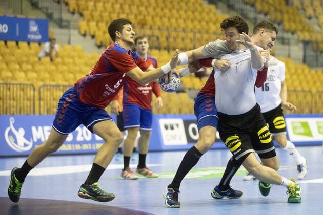 25 07 2018 Arena Zlatorog Celje SLO EHF EC U20 Serbia vs Germany Main Round Group 1 Pictured Ioshua Thiele of Germany during the Main Round Group 1 Match of the EHF Mens Handball European U20 Championship between Serbia and Germany at the Arena Zlatorog in Celje Slovenia on 2018 07 25 Celje  EX_SPIDA