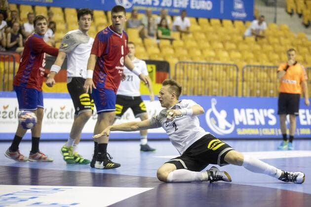 25 07 2018 Arena Zlatorog Celje SLO EHF EC U20 Serbia vs Germany Main round Group 1 im Bild Luca Witzke of Germany during the main round Group 1 Match of the EHF mens Handball European U20 Championship between Serbia and Germany at the Arena Zlatorog in Celje Slovenia on 2018 07 25 Celje  EX_SPIDA