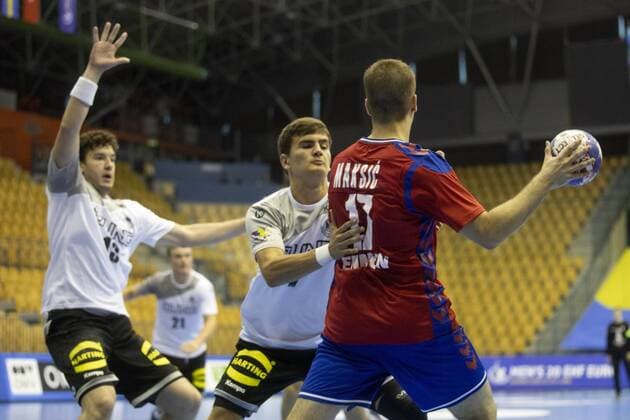 25 07 2018 Arena Zlatorog Celje SLO EHF EC U20 Serbia vs Germany Main round Group 1 Pictured Aleksa Maksic of Serbia during the main round Group 1 Match of the EHF Men s Handball European U20 Championship between Serbia and Germany at the Arena Zlatorog in Celje Slovenia on 2018 07 25 Celje  EX_SPIDA