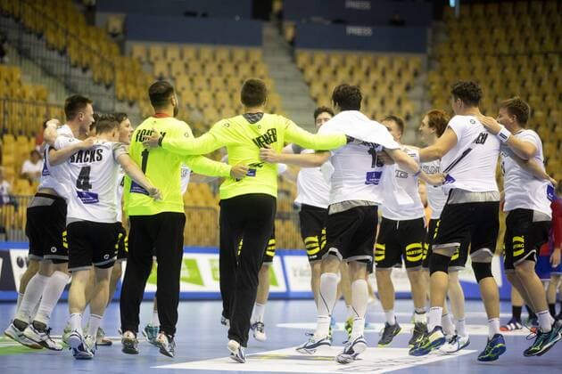 25 07 2018 Arena Zlatorog Celje SLO EHF EC U20 Serbia vs Germany Main round Group 1 in the picture Players of Germany celebrate win against Serbia during the main round Group 1 Match of the EHF men s handball European U20 Championship between the and Zlatorog in Celje Slovenia on 2018 07 25 Celje  EX_SPIDA