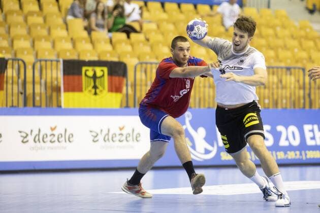 25 07 2018 Arena Zlatorog Celje SLO EHF EC U20 Serbia vs Germany Main round Group 1 im Bild Lukas Kister of Germany during the main round Group 1 Match of the EHF mens Handball European U20 Championship between Serbia and Germany at the Arena Zlatorog in Celje Slovenia on 2018 07 25 Celje  EX_SPIDA