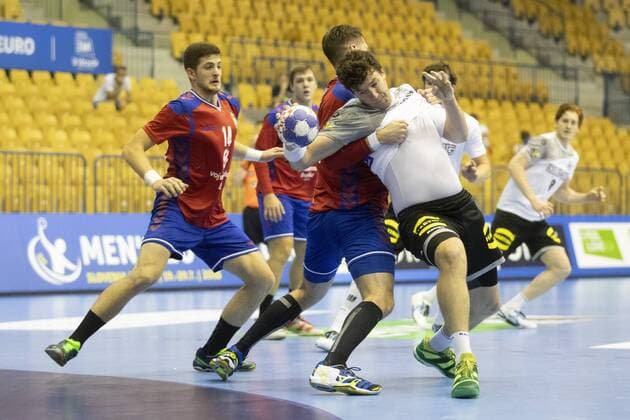 25 07 2018 Arena Zlatorog Celje SLO EHF EC U20 Serbia vs Germany Main Round Group 1 Pictured Ioshua Thiele of Germany during the Main Round Group 1 Match of the EHF Mens Handball European U20 Championship between Serbia and Germany at the Arena Zlatorog in Celje Slovenia on 2018 07 25 Celje  EX_SPIDA