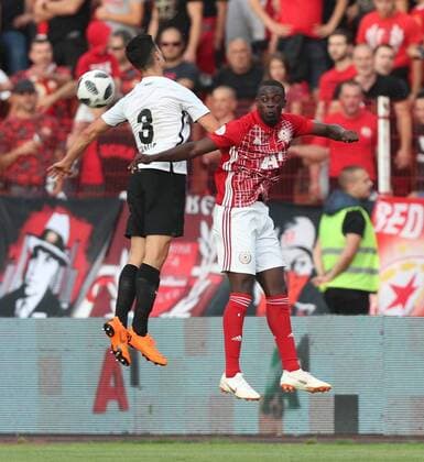 SOCCER - UEFA EL quali, Sofia vs Admira SOFIA,BULGARIA,26.JUL.18 - SOCCER - UEFA Europa League qualification, PFK CSKA Sofia vs FC Admira Wacker Moedling. Image shows Milos Spasic (Admira) and Edwin Gyasi (ZSKA Sofia). GEPAxpictures xChristianxOrt