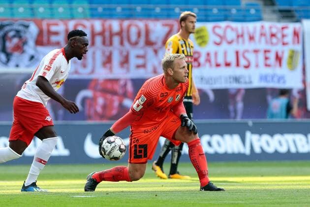 26 07 2018 xtgx Football Europe League Qualification 2 Round RB Leipzig BK Haecken emspor v l Peter Abrahamsson Haecken 26 Leipzig