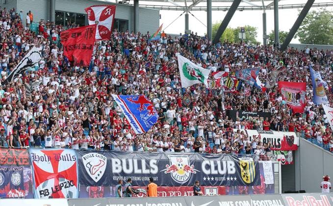 RB Leipzig BK Haecken Soccer Euro League Qualifiers Leipzig 26 07 2018 Red Bull Arena Soccer UEFA Cup Qualification UEFA Champions League RB Leipzig vs BK Häcken SWE The image Fans of RB Leipzig