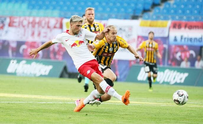 RB Leipzig BK Haecken Soccer Euro League Qualifiers Leipzig 26 07 2018 Red Bull Arena Soccer UEFA Euro League Qualification 2 Round First leg RB Leipzig vs. BK Häcken Image for RB Leipzig Kevin Kampl 44 RB Leipzig scores the 3 0