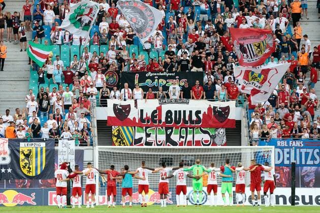 26 07 2018 xtgx Soccer Europa League Qualification 2 Round RB Leipzig BK Haecken emspor v l Leipzig rejoicing over victory Jubilation after the end of the game Leipzig
