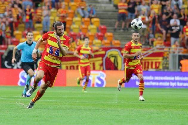 Fußball, EL Qualifikation, Jagiellonia Bialystok - FC Rio Ave BIALYSTOK 26.07.2018 PILKA NOZNA FOOTBALL LIGA EUROPY II RUNDA KWALIFIKACJI SECOND ROUND QUALIFICATION UEFA EUROPA LEAGUE JAGIELLONIA BIALYSTOK - RIO AVE FC NZ Cillian Sheridan Mateusz Machaj FOT. MACIEJ GILEWSKI 058sport.pl NEWSPIX.PL --- Newspix.pl  201807026GIL021